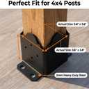 4x4 Post Base 8 Pack, Heavy Duty Steel Post Bracket (3.6"x3.6" Inner Size), Powder Coated Wood Post Anchor with Bottom Drain Holes for Pergola Fence Deck Mailbox, Black
