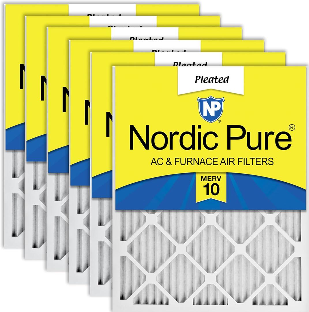 Nordic Pure 16x20x1 (15 1/2 x 19 1/2 x 3/4) Pleated MERV 10 Air Filters 6 Pack