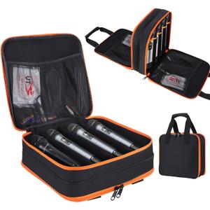 Microphone Case,Wireless Microphone Bag,Portable Storage Case,8 Slots Mic Carrying Box Bags-Travel Adjustable Foam Box,Fits Singing,Karaoke,Party(Bag Only)