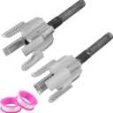 2pcs Integrated Internal & External Pipe Threading Tool, Alloy Steel 1/2 and 3/4 PVC Pipe Thread Cutting Tool Set with 2 Roll Thread Seal Tapes for Electric Drill