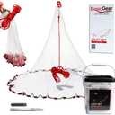 BasicGear Cast Net | 8ft Radius, 3/8 inch Mesh for Freshwater and Saltwater Bait Fish| Professional Grade and Upgraded Material | Throw Style
