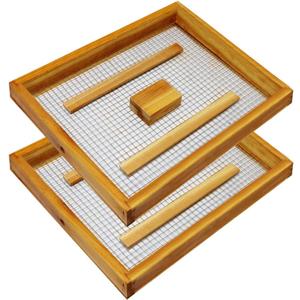 2Pcs 10 Frame Beeswax Coated Bee Hive Candy Board, Assembled Winter Feeder Top Feeder for Winter Beekeeping Supplies