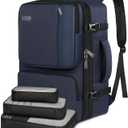 Vancropak Personal Item Backpack for Airlines, Expandable Travel Backpack with 3 Packing Cubes, TSA Flight Approved Carry on Travel Bag, Large Water Resistant Luggage Suitcase bag for Men Women, Blue