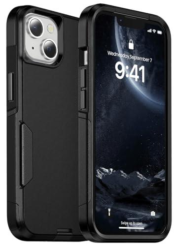 jaroco for iPhone 13 Case & iPhone 14 Case & iPhone 15 Case [Heavy Duty Protection][Compatible with MagSafe][Military Grade Drop Protection][Shockproof] with Non-Slip Removable Phone Cover 6.1''-Black