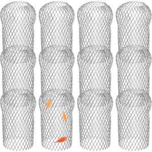 Lyellfe 12 Pack Gutter Strainer, 4 Inch Expandable Gutter Downspout Guards, Aluminum Mesh Gutter Filter Strainer, Stop Blockage Leaves Debris, Fits for 1.7"W - 4"W Holes