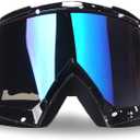 Motorcycle Goggles Dirt Bike Goggles Windproof ATV Dustproof Racing GogglesScratch Resistant Ski Goggles Protective Safety Glasses PU Resin (Black frame+Color lens)