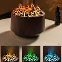 Essential Oil Diffuser, Volcano Fire Flame Aromatherapy Diffuser, 300ml Ultrasonic Cool Mist Humidifier, Scent Aroma Diffuser with 7 Colors Light, Timer&Auto Shut-Off for Home, Room (Dark Wood)