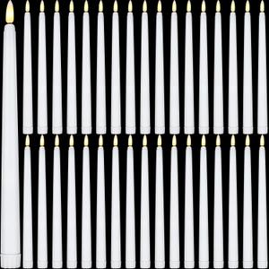 Reginary 36 Pieces Flameless Taper Candles Battery Operated Bulk 11" Plastic Lights LED Candlesticks Window Candles for Birthday Wedding Church Decor Party Supplies(White)