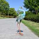 Garden Decor Blue Heron Yard Art Decor Large Metal Cranes Statues for Outdoor Indoor Decorations, Outside Patio, Pool, Lawn (Blue)
