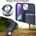 for iPhone 15 Plus Wallet Case magsafe Compatible with Card Holder for Women Men 2 in 1 Detachable Magnetic Shockproof Phone case Stand Leather Credit Card Slots-Blue