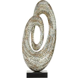 Deco 79 Mother of Pearl Shell Abstract Decorative Sculpture Swirl Home Decor Statue with Black Base, Accent Figurine 12" x 5" x 29", Gray