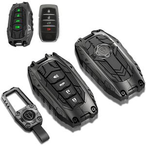 Mech Style Heavy Metal Key Fob Cover for Toyota Tundra 2022-2025 2026, 2025 2026 Camry, Corolla Cross Tacoma 4Runner Sequoia Grand Highlander etc, Zinc Alloy Key Case Protector, 4 Buttons, Gunmetal