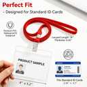 LOCONHA 100 Sets Clear Plastic Horizontal Name Tags Badge ID Card Holders and Lanyards with Clip lanyards for id Badges (100, Red)