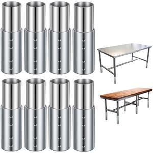 8 Pack 6" Adjustable Metal Table Leg Extensions Galvanized Steel Workbench Legs Fits 1-5/8 Inch Tubing for Heavy Duty Table Leg Extenders Stainless Steel Tables Multifunctional