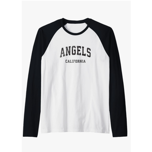 Angels California CA Vintage Athletic Sports Design Raglan Baseball Tee, Large