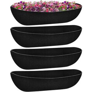 Riare 4 Pack 36 Inch Black Felt Window Box Liners- Fabric Trough Planter Basket Liners Replacement, Non-Woven Hanging Plant Liner for Wall Hanging Basket, Garden Fence Railing (Avoid Bird Nesting)