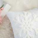 MIULEE Pack of 2 Christmas Decorative Snowflake Throw Pillow Covers Canvas Embroidery Winter Cushion Cases Holiday Decor Soft Pillowcases for Winter Couch Sofa Bedroom CarWhite, 50x50in