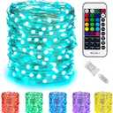 Minetom Color Changing Fairy String Lights - 33 ft 100 LED USB Silver Wire Lights with Remote and Timer, Starry Fairy Light for Bedroom Party Indoor Christmas Decoration, 16 Colors, Adapter Included