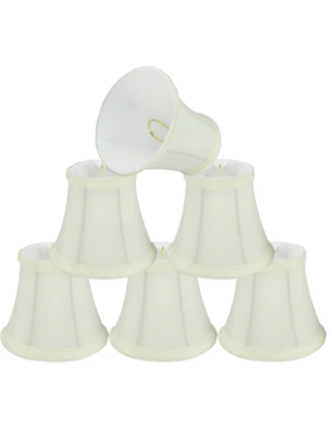 Aspen Creative 30035-2A, Bell Clip-On Chandelier Lamp Shade, Off-White, 3" Top x 5" Bottom x 4-1/2" Slant Height, Set of 6