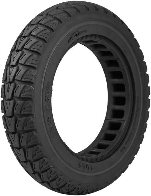 SYACHI 10x2.0 Solid Rubber Tire, Puncture-Proof 10x2 Inch 54-152 Tubeless Tire for Xiaomi M365 1S Pro2 / Kugoo m4 Electric Scooter Front Rear Offroad Replacement Wheels (Black, 1PC)