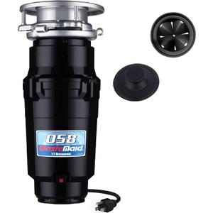 Waste Maid 10-US-WM-058-3B Garbage Disposal Anti-Jam Stainless Steel Food Waste Grinding System, 1/2 HP Economy, Black