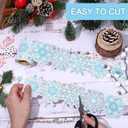 2 x Whaline Winter Snowflake Bulletin Board Border Christmas Blue White Snowflake Rolled Self Adhesive Border Trim Stickers for Xmas Holiday Party Classroom School Office Chalkboard Wall Decor, 32.8Ft