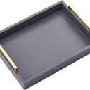 40cm x30cm Serving Trays with Handles, Grey Decorative Serving Tray, Ottoman Trays, Living Room, Bathroom, and Outdoors Decorative Trays (Charcoal) (Gray)