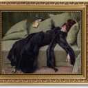 ARPEOTCY Vintage Gold Framed Wall Art, Classical Trendy Woman Gallery Paintings, 8x10 inch Small Victorian Farmhouse Canvas Prints Home Decor, Wall Decor for Living Room Bathroom Bedroom Shelf (Woman Lying on Sofa)