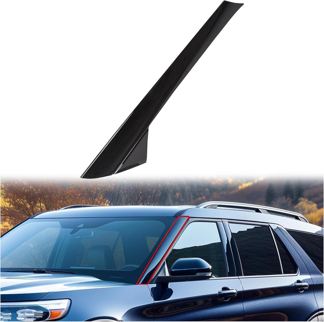 Left A-Pillar Molding Windshield Outer Trim Compatible with 2011-2019 Ford Explorer 4 Door Utility Replace for BB5Z-7803145-AA, BB5Z-7803137-AB W/Side Tape (Driver Side) (Left Side)