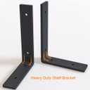12 Inch Shelf Bracket Heavy Duty L Shelf Bracket 12 x 8 Inch Metal Shelf Bracket with Hardware, Black, 4 Pack
