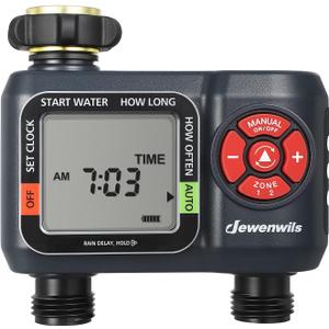 DEWENWILS 2-Zone Water Hose Timer Programmable Sprinkler Timer with Rain Delay, Manual Watering & Auto Irrigation for Garden, Yard, or Lawn