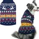 PUPTECK Christmas Dog Sweaters for Cold Weather, Soft Outfit Warm Winter Coat Knitted Dog Clothes for Small Medium Large Doggies Puppy Indoor Outdoor Walking, Colorful Design, Classic (Navy)