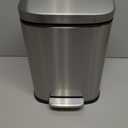 Amazon Basics Smudge Resistant Mini Rectangular Trash Can With Soft-Close Foot Pedal, Brushed Stainless Steel, for Bathroom & small space, 5 L /1.32 Gal, Satin Nickel Finish, 7.3x8.5 x11.8 in (LxWxH)