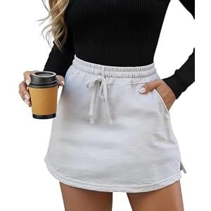 EARKOHA Womens Drawstring Skirt Summer High Waist Bodycon Short Pencil Skirt with Shorts Daily Going Out Outfits Gray M