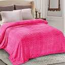 Whale Flotilla Knit Blanket Twin Size, Ultra Soft Warm Reversible Cozy Decorative Blankets for Couch Sofa and Bed, 60x80 Inch, Pink