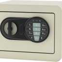 Small Safe Box - Home Safe for Money Jewelry Documents, Solid Lock Box, Mini Security Box with Digital Electronic Security Keypad for Home Office Hotel (Cream Yellow)