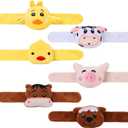 12 PCS Stuffed Animal Slap Bracelets Plush Animal Slap Bracelets Cute Wrist Slap Band Toy Wrist Animals Wrist Pets Slap Bracelet Wrist Toy for Boys Girls Easter Birthday Gifts Party Favors 6 Styles