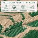 Waterproof Outdoor Rugs 5x8, Green Outdoor Plastic Straw Rug Double-Sided, Fade Resistant Patio Rug, Easy Cleaning RV Camping Mats Outside Carpet Portable for Balcony Porch Garden Deck Picnic