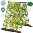 63"H x 47"L Cucumber Trellis for Raised Bed, Adjustable Garden Trellis for Climbing Plants Outdoor with Climbing Net and Plant Support Clip, A-Frame Trellis for Vegetable, Cucumbers, Tomatoes