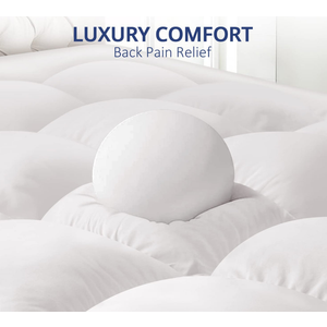 ELEMUSE Extra Thick Cooling Queen Mattress Topper, 1300 GSM Overfilled Pillow Top with Baffle Box Design, Hand Made 400TC Organic Cotton Pad Cover, Plush & Support Snow Down Alternative, Hotel Quality