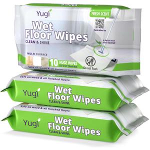 Yugi XXL Wet Floor Wipes For Squeegee Stick,Multi Surface Cleaning Wipes,Fresh Aroma Scent,Huge Disposable Wipes (27.5" x 15.7"),Extra Thick,(3 Packs- 30 wipes)