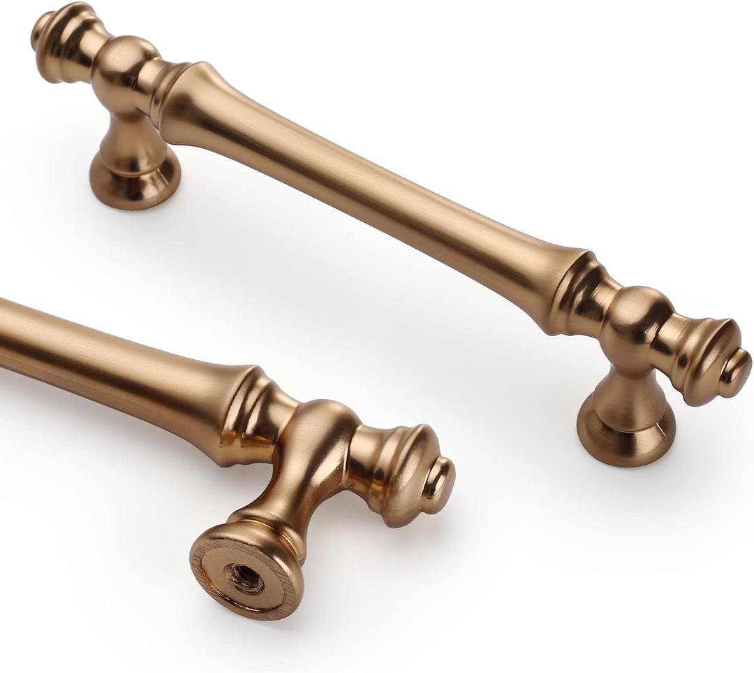 Asidrama 10 Pack 3.75 Inch(96mm) Champagne Bronze Kitchen Cabinet Handles,Brushed Brass Cabinet Pulls Kitchen Cabinet Hardware for Cupboard Gold Drawer Pulls