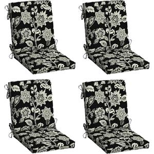 Arden 4-Pack Outdoor Patio Dining Chair Cushion, 20x44, Rain-Proof Seat Pad, Fade-Resistant Outdoor Cushion Ashland Black Jacobean