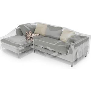 Fanfanwin Clear l Shape Couch Cover 106" x 59" x 42" Thick Heavy Duty Waterproof Shield Vinyl Sofa Covers for Sectional Couch Sofa for Pets Prevent Scratch by Dogs Cats, Left