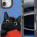 Bouvardia for iPhone 17 Case, Cute Girly Design for Women, Shockproof & Aesthetic, Cat & Polka Dots