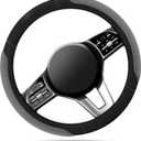 Skechers Steering Wheel Cover,14.5-15 Inch Universal Memory Foam Car Steering Wheel Covers Breathable Anti-Slip Steering Wheels Accessories for Men Women (Black & Grey)