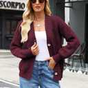 VIMPUNEC Womens Fall Chunky Knit Cardigan Sweaters Casual Button Down Jackets Long Sleeve Oversized Open Front Coats (Red, XL)