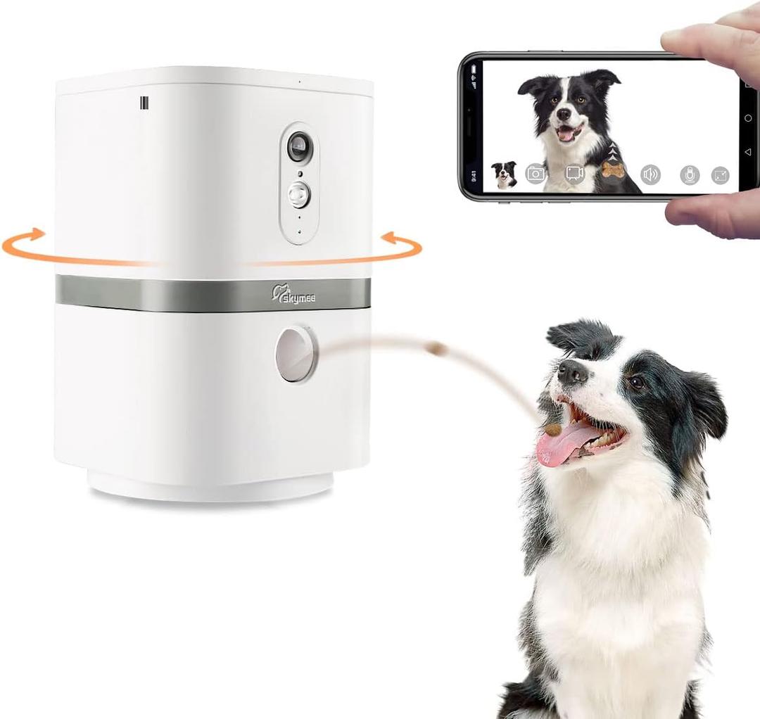 Petalk AI II Dog Camera with Speaker no Subscription,Dog Camera Automatic Treat Dispenser, WiFi Pet Camera with 180 Pan Full-Room View,(2.4G WiFi Only
