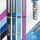 PILOT Precise V7 Rolling Ball Stick Pen with Liquid Ink, 0.7mm Fine Point, Harmony Color Collection, 4 Pack And Crayola® Doodle Markers, Fine Point, Assorted Barrel Colors/Multicolor Ink, Pack Of 11 Markers