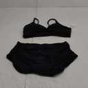 Women's High Waisted Bikini Sets Push Up Twist Front Spaghetti Straps Ruched Two Piece Swimsuit Bathing Suit (XX-Large, Black)